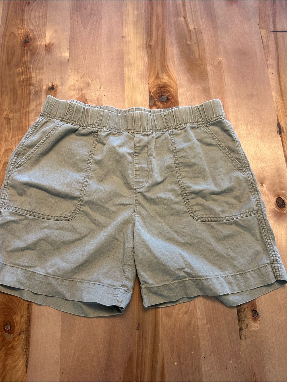 Chico's Beige Elastic-Waist Utility Bermuda Shorts